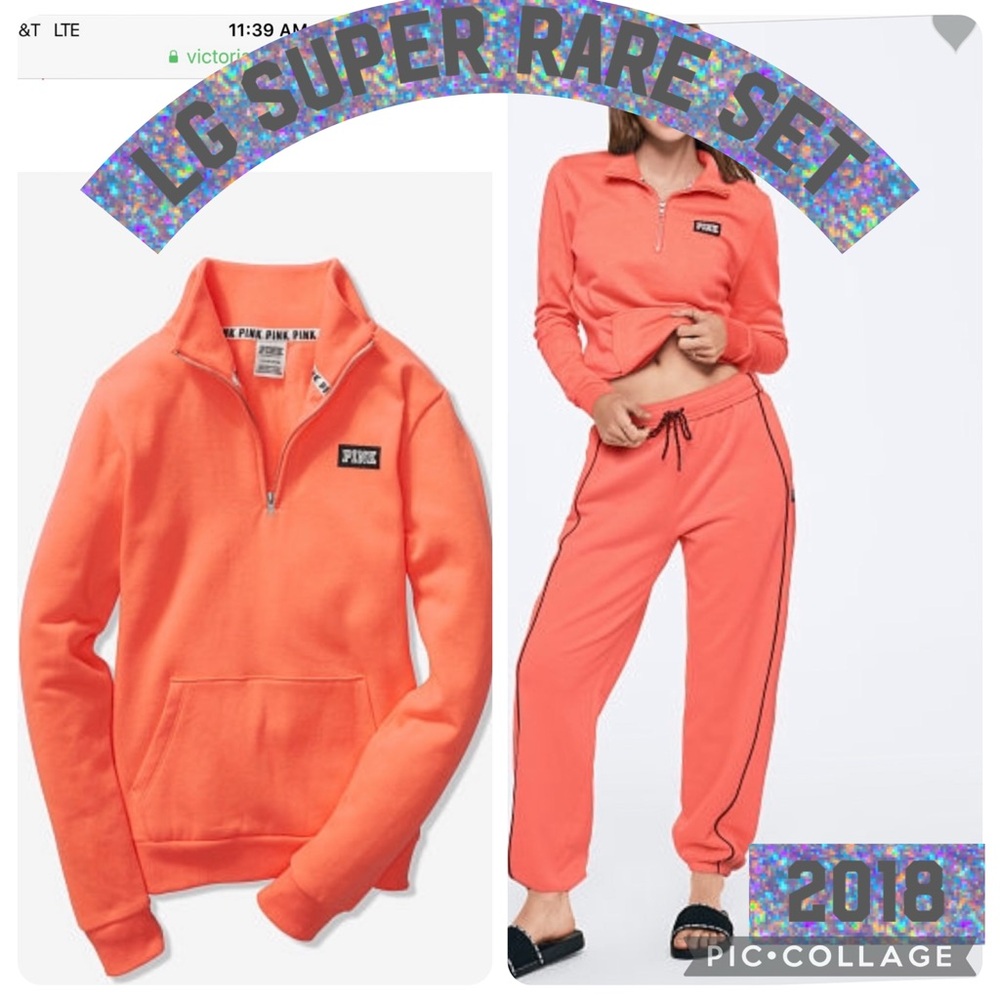 PINK Victorias Secret quarter zip pullover campus jogger oversized citrus orange
